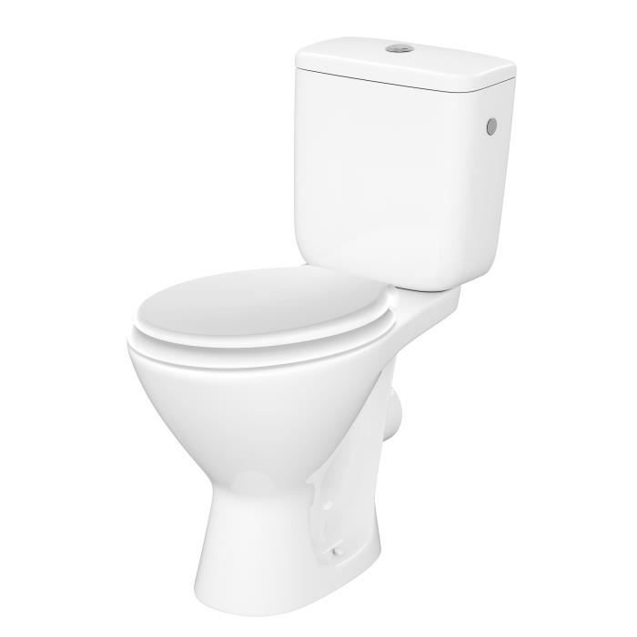 Pack WC à poser - ALLIBERT BATH & DESIGN - Vito - Double mécanisme de chasse - Sortie horizontale - Sans bride