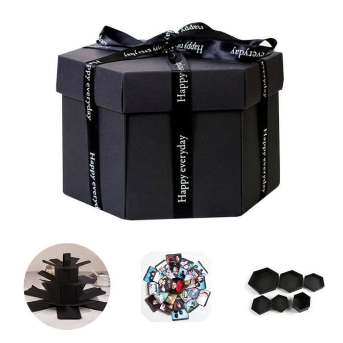 Boite Cadeau Surprise En Papier Hexagone Noir Diy Cadeaux D Anniversaire Cdiscount Beaux Arts Et Loisirs Creatifs