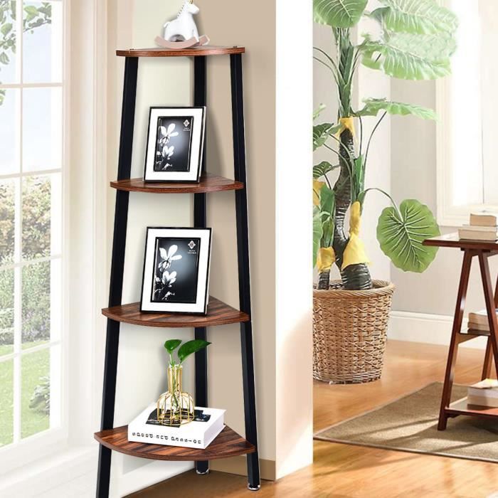 Costway Etagere D Angle En Bois A 4 Niveaux Support De Meuble