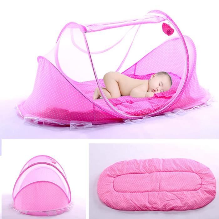 lit bébé pliable dormeuse pour bébé avec auvent et moustiquaire rouge ZLLOO Berceau portable 
