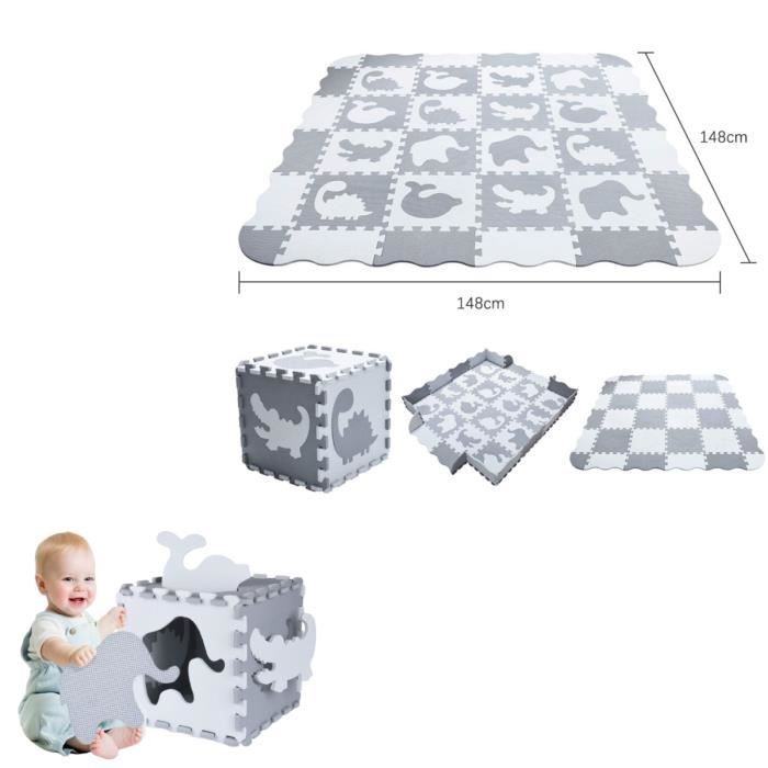 Tapis d'éveil pour enfants YYIXING® - Puzzle en mousse EVA - 16 pièces -  Blanc et Gris - Cdiscount Puériculture & Eveil bébé