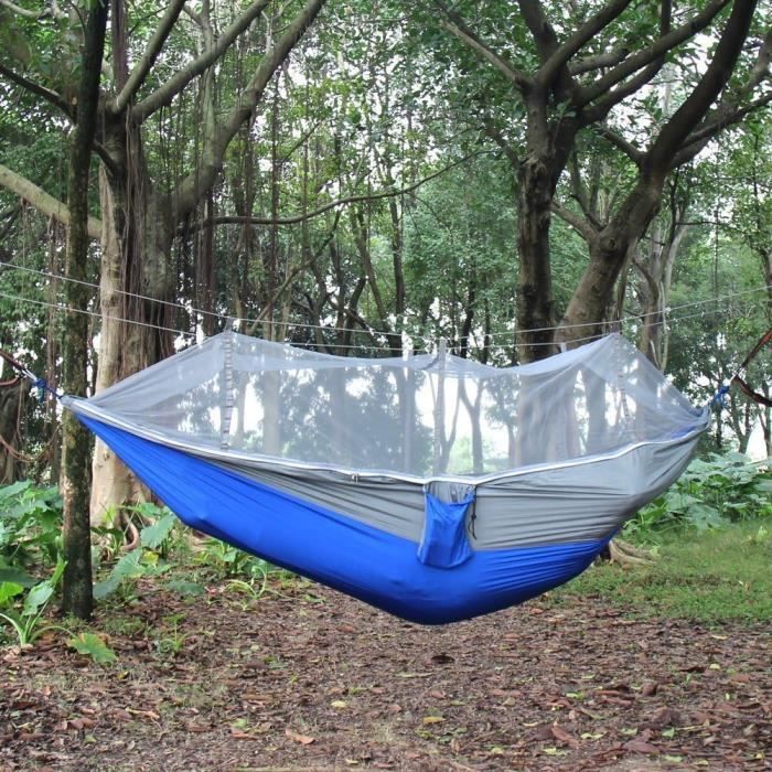 Hamac avec moustiquaire 2 places portatif, en toile parachute