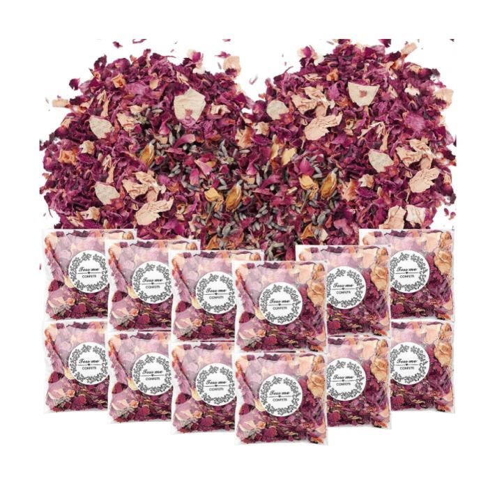 ECYC 12 Paquets de confettis de Mariage naturels jetant des pétales de  Fleurs séchées, décoration de fête de Mariage de confettis de pétales de  Rose biodégradables : : Cuisine et Maison