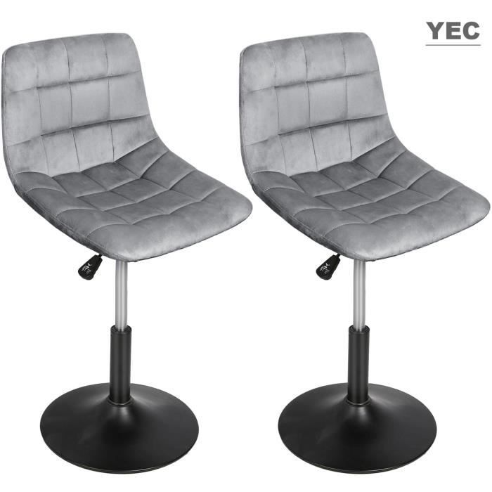 yec set de 2 tabouret de bar,chaises bistrot revêtement en velours style courte (gris clair)