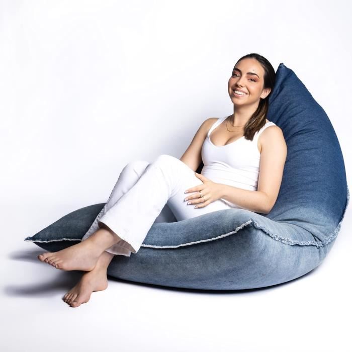 Pouf Poire Géant XXL En Mouton - Remplissage 300L De Billes Inclus - Gris, 100x75 Cm - Pour Salon, Chambre, Gaming, Détente