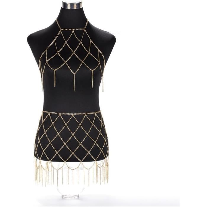 Chaîne de corps Sexy - Chaîne de cuisse élastique en strass, cristal