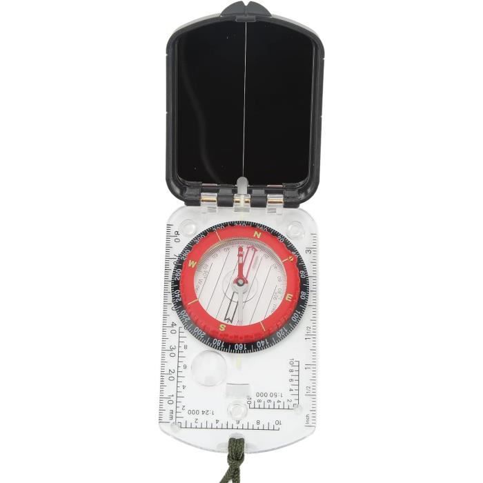 Boussole Grossissante Portable Boussole De Lecture De Carte De Navigation Avec Miroir De Lanière Et Règle Pour Le Camping, La Randonnée Et Les Voyages
