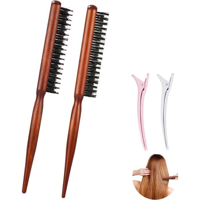 Lot De 2 Brosses à Cheveux En Poils De Sanglier THINTON - Pour Homme Et Femme - Couleur Marron - Neuf