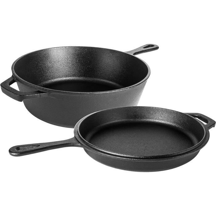 Cuisiland Couvercle à lèvres pré-assaisonné en fonte pour cocotte 9 litres | Circulaire en ligne
