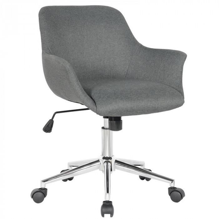chaise de bureau - iris - gris foncé - tissu - réglable en hauteur - contemporain