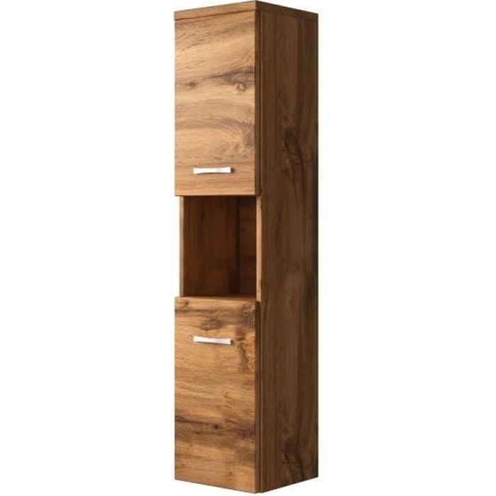 armoire de rangement suspendue - montreal - hauteur 131 cm - marron - aspect bois - contemporain
