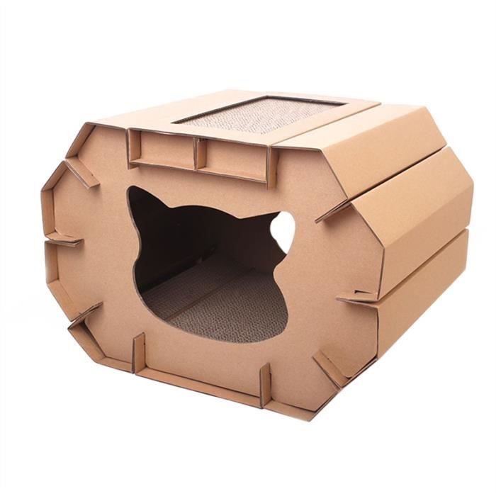 Maison De Chat Scratcher House En Carton Ondule Assemble Maison De Chaton Robuste En Papier Cdiscount Maison De Chat Scratcher House En Carton Ondule Assemble Maison De Chaton Robuste En Papier Cdiscount