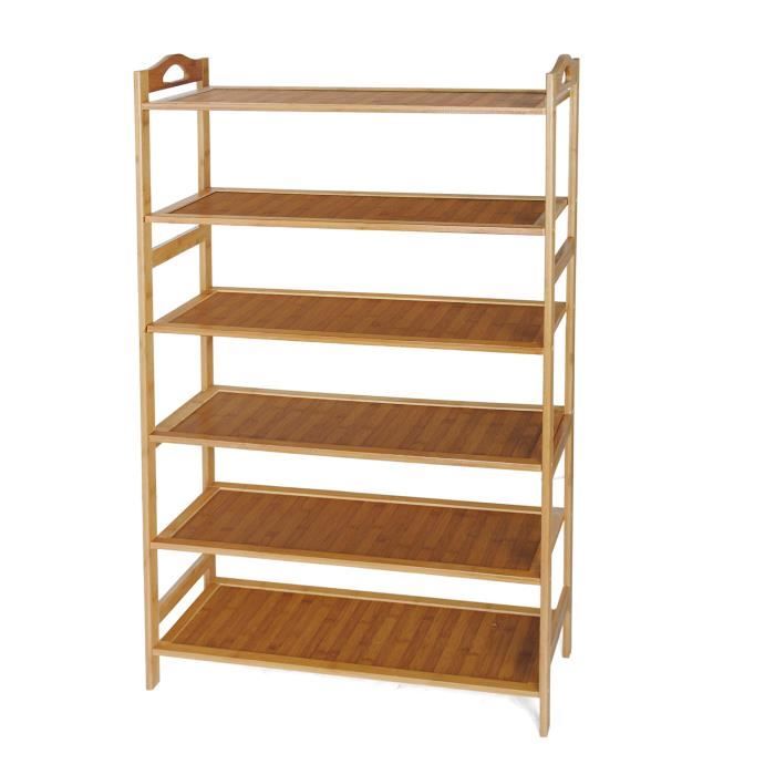 Estantería Para Zapatos De Bambú Y Metal Range - 2 Niveles, Color Natural Beige | Medidas 66x35.5x42 Cm