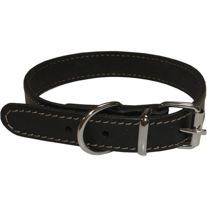 Comparer les prix de YAGO Collier cuir 100% vache souple réglable pour petit chien S 26–32 cm Noir
