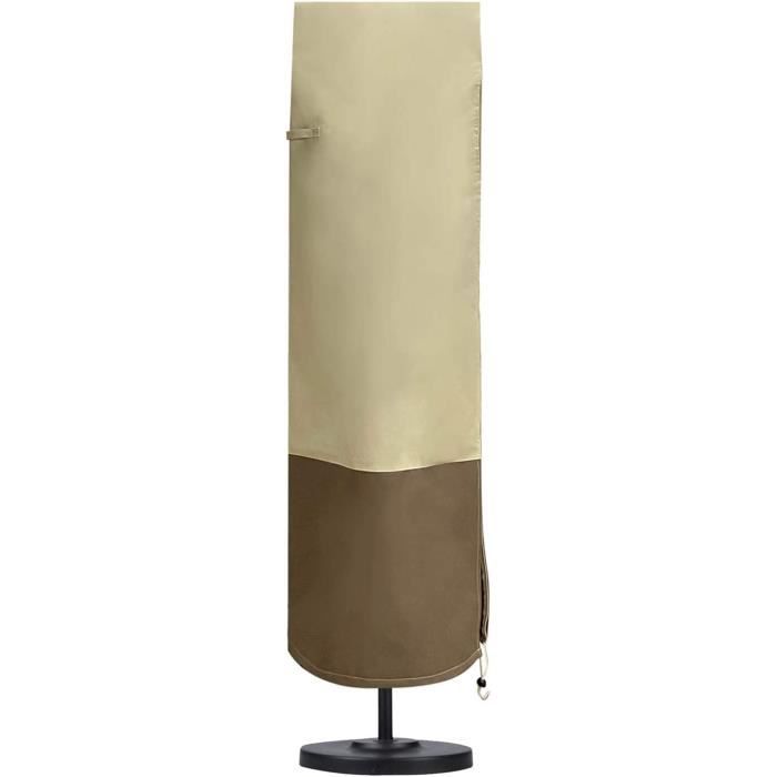 OKPOW Housse De Parasol Déporté 265 X 40/70/50 Cm – Tissu Oxford 210D Imperméable Indéchirable Anti-UV – Protection Toute L’Année Avec Fermeture Éclair