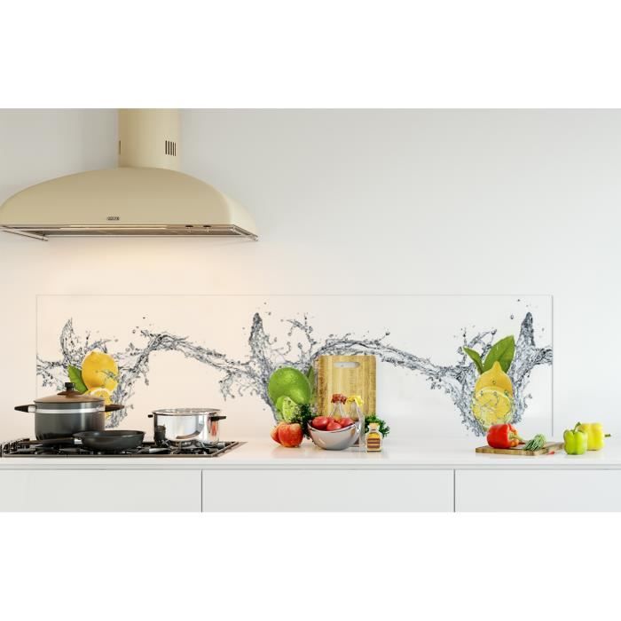 Credence De Cuisine Adhesive En Verre De Synthese Citrons Et Oranges Tombes Dans L Eau L 180 X H 50 Cm Achat Vente Credence Credence De Cusine Citrons Cdiscount