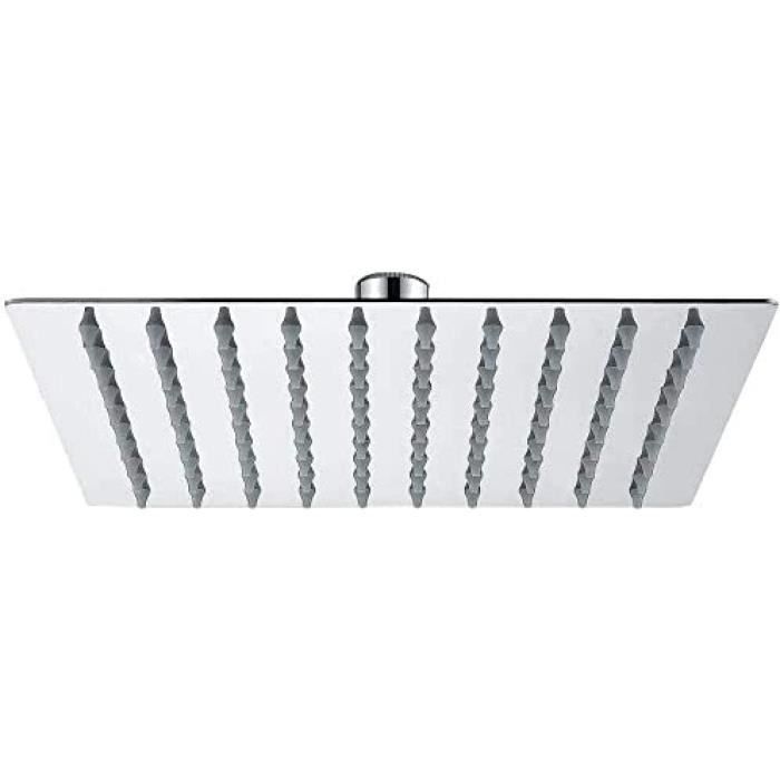Pommeau De Douche Carré 25cm Ibergrif Inox - Économie D'Eau, Rotatif 360° Et Inclinable