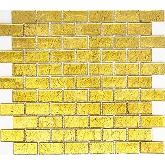 Mosaïque Murale Dorée Effet Miroir Martelé – 327x302 Mm – Idéale Pour Crédence Cuisine Ou Paroi De Douche