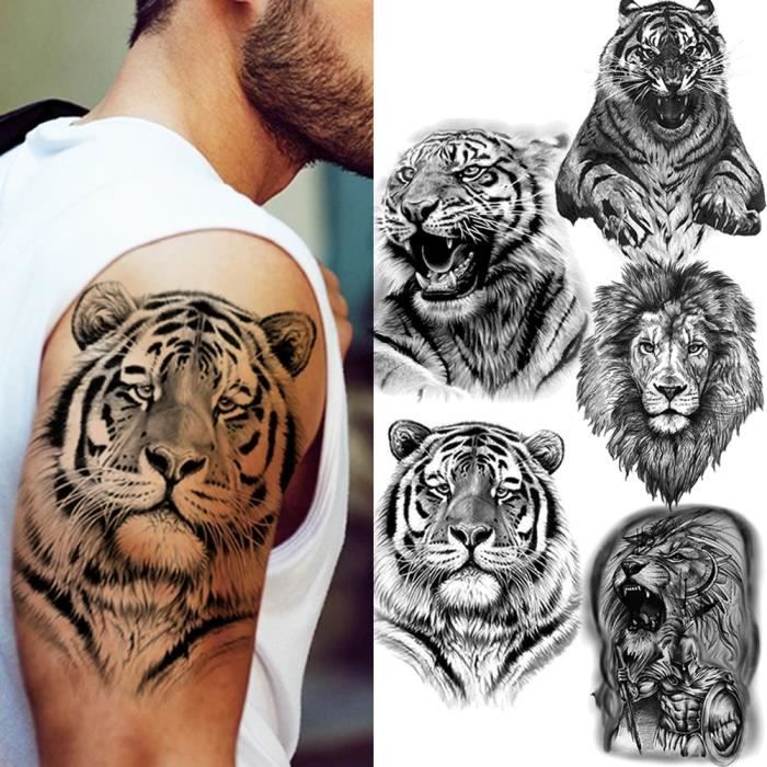 Grands Tatouages De Tigre Noir Pour Hommes Faux Leopard Loup Etanche Grande Bete Monstre Corps Bras Jambe Hlz198 Qukj6 Cdiscount Au Quotidien
