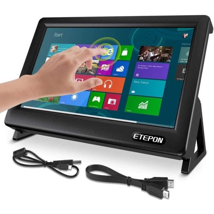 Écran PC ETEPON pour Raspberry Pi 4 - Moniteur Tactile capacitif IPS HDMI 7 Pouces - Écran LCD 1024 * 600 HD
