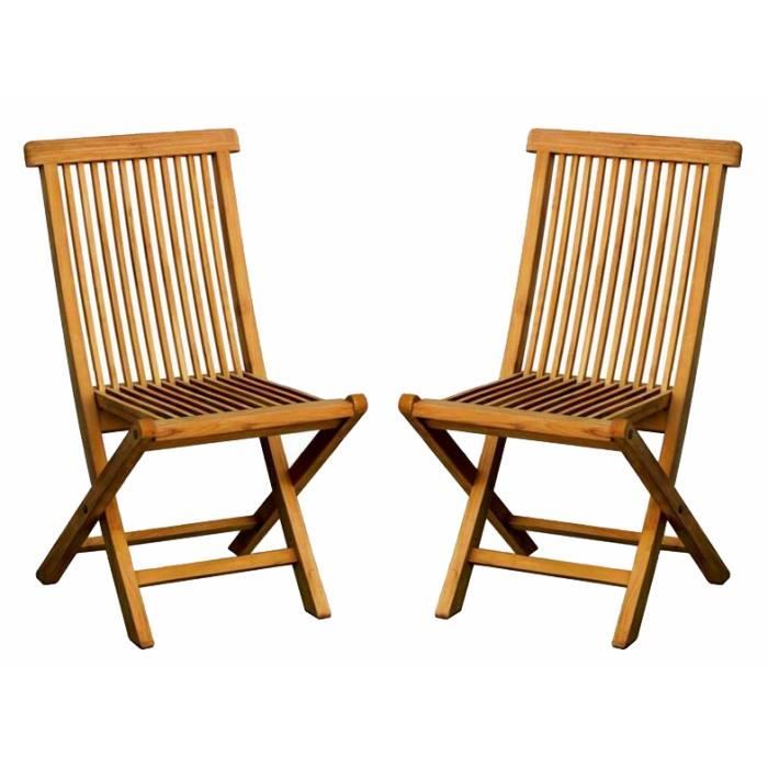 Bentley Garden  Lot de 2 chaises pliantes de jardin  teck massif