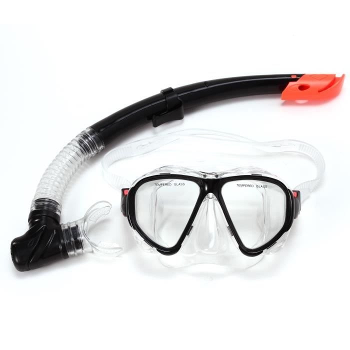 Masque lunette anti brouillard tuba tuyau plongee natation diving PVC sous marin Noir Cdiscount Sport