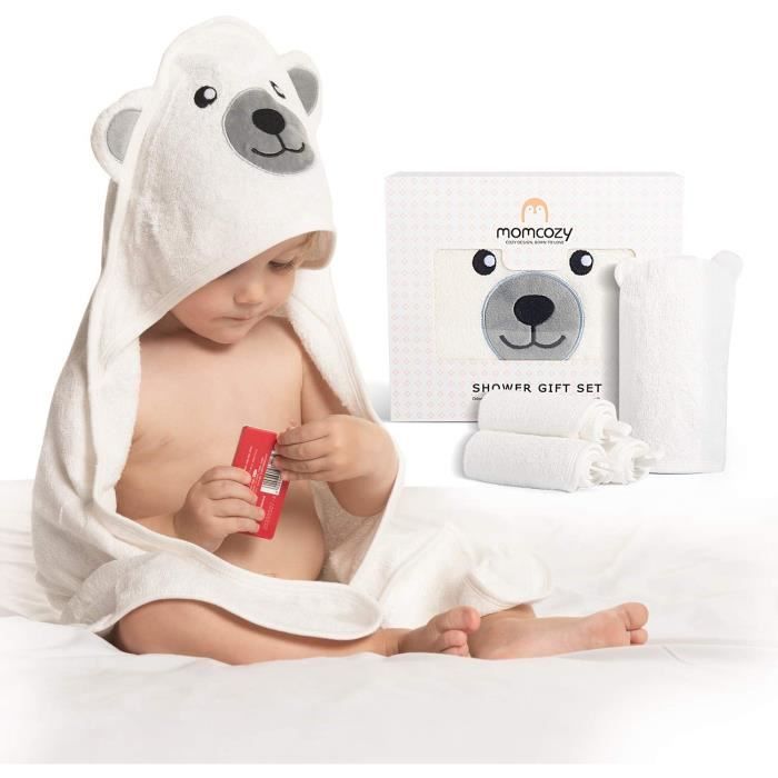 Lot Serviette de Bain Bebe en Fibre de Bambou 1 Piece Serviettes de Bebe Avec Capuche Lot de 3 Debarbouillettes pour Bebe 1 Pie Cdiscount Puericulture Eveil bebe