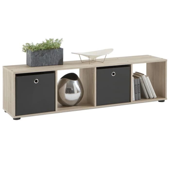 Bibliothèque 4 Compartiments 80x30x140 Cm - étagère Rangement Bois Métal - Gris Béton