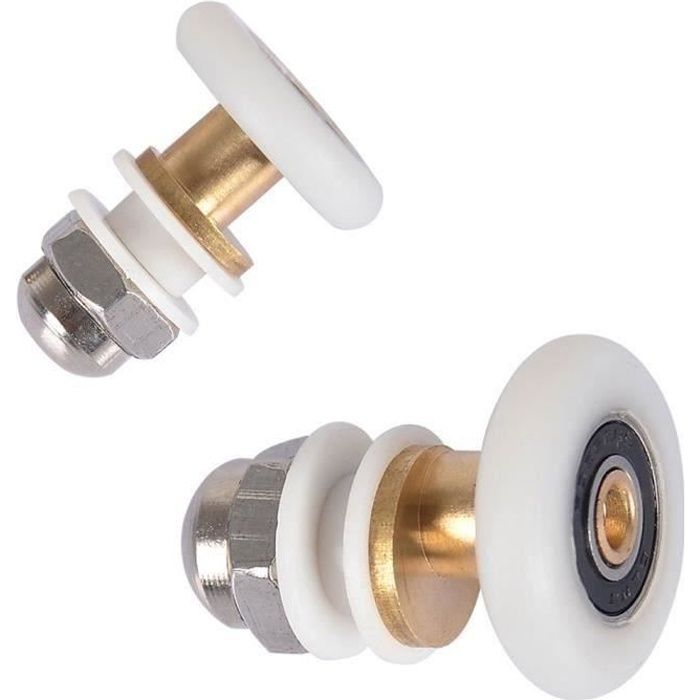 Lot de 4 Roulettes Doubles Ø23mm Roues pour Porte Cabine de Douche Salle de Bain