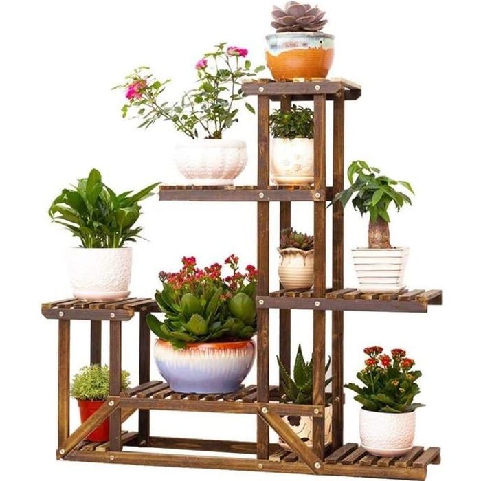 Étagère Plantes Bambou Naturel Multi-Niveaux – Support Échelle Vintage Pour Plantes, Décoration Intérieur/Extérieur