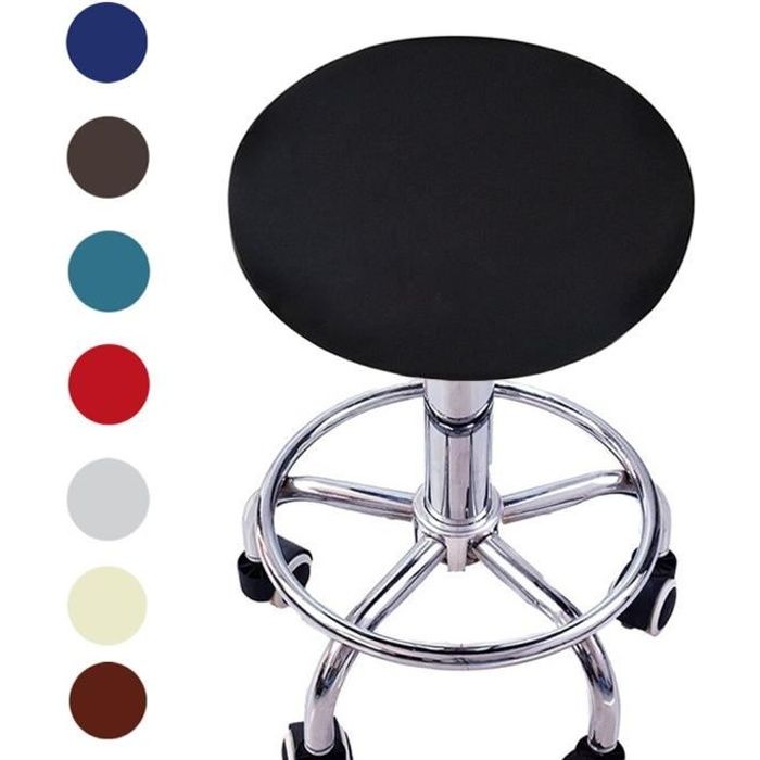 DrmKer 4pcs housses de protection en polyester spandex pour tabouret de bar cuisine rond hôtel bureau mariage 35cm - 40cm Noir