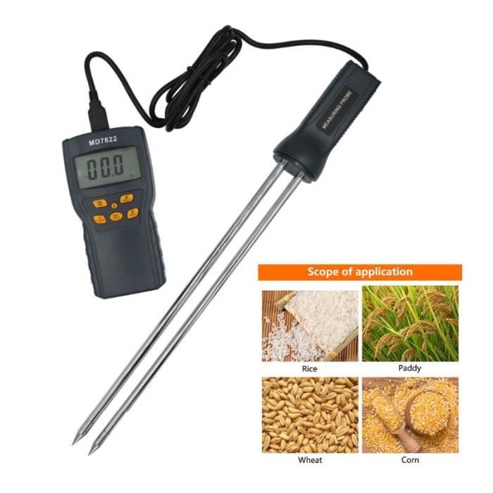 Humidimètre numérique pour grains, MD7822, affichage LCD, testeur'humidité, contient du blé, du maïs et du ri