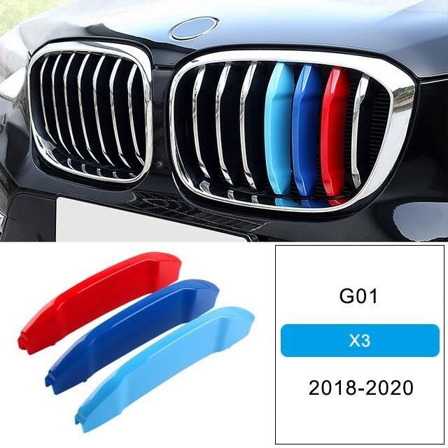 Bandes De Calandre Avant Style Sport Pour BMW Série 1 (2020-2024) - 3 Pièces - Bleu, Rouge Ou Bleu Foncé