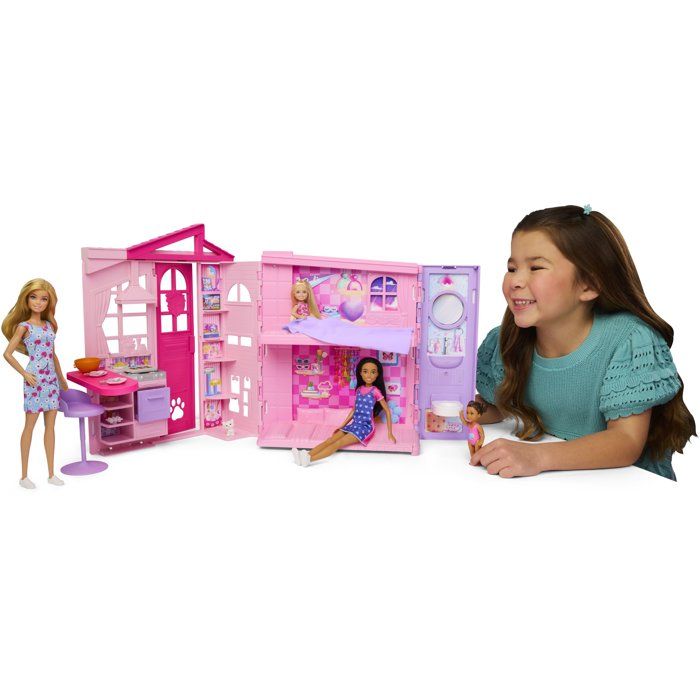 Playset - BARBIE - Maison à emporter JMD28 - 4 espaces - 10 accessoires - Transportable