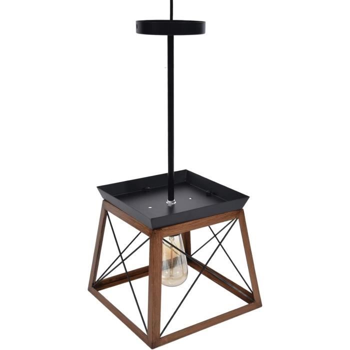 Abat-Jour Suspendu Style Rétro Tissé – Noir – Lustre Ampoule Garde Pour Cuisine, Salle à Manger, Chambre