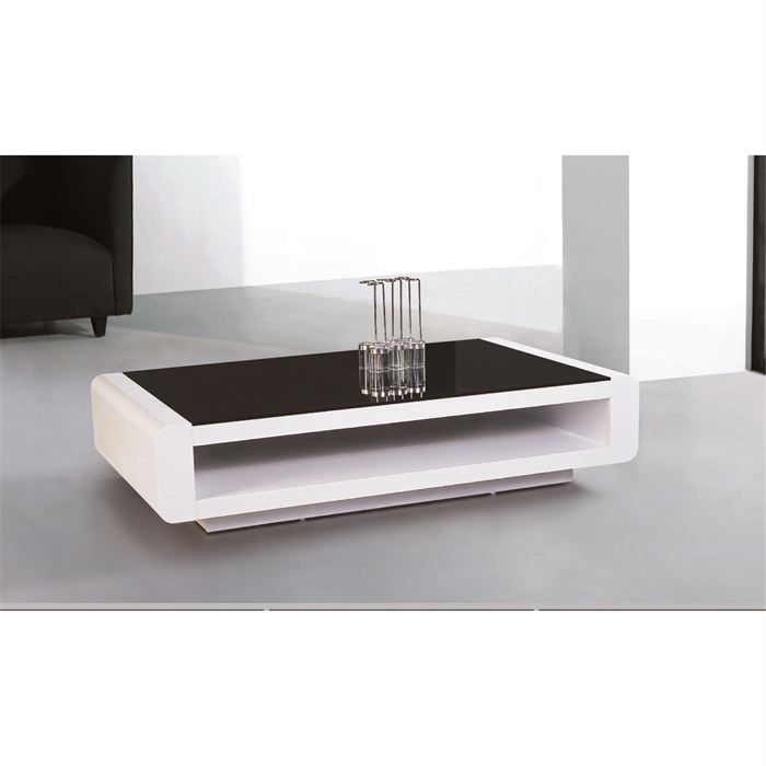 Table Basse Laquee Blanc Et Plateau En Verre Noir Achat Vente