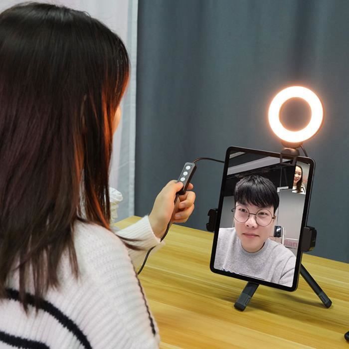 Anneau Lumineux LED 16cm - Lumière Vidéo Conférence Réglable - 3 Couleurs, 10 Luminosités - Clip Inclus