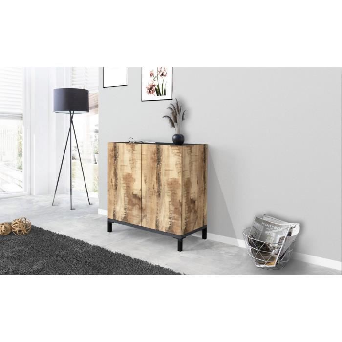 DMORA Meuble à Chaussures Vignole – 3 Portes Rabattables – 61x25x113 Cm – Jusqu’à 18 Paires – Blanc Brillant