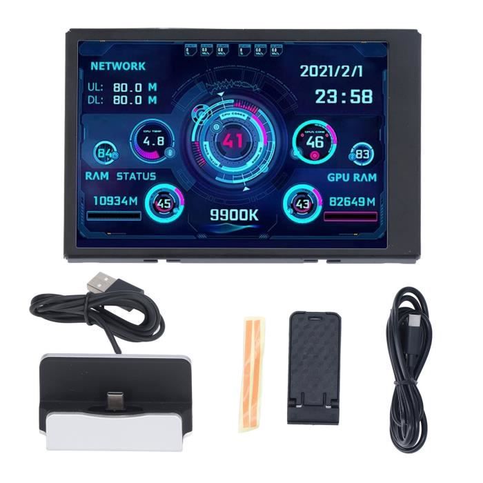 Écran Portable IPS 8 Pouces 1280x800 - Moniteur Secondaire Pour PC Via USB - Mini écran Pour Boîtier PC DIY Ou Affichage Compact