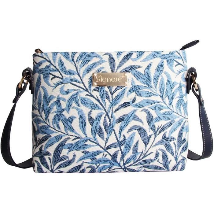 Sac à Main Femme Siganre Bandoulière - Tissu Tapisserie Fleuri - 34x23.5x12.5cm