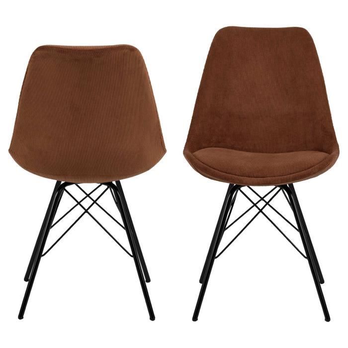 chaises - emob - erin - tissu côtelé cuivre - piètement métallique