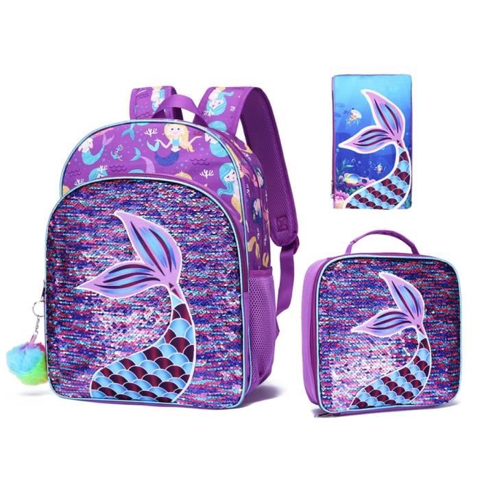 Welsauber Ensemble Scolaire 3 En 1 Sac à Dos + Boîte à Repas + Trousse - Cartable Imperméable Filles Et Garçons