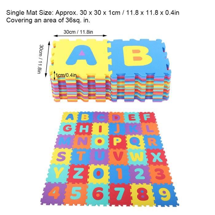 tapis de jeu avec puzzle d/'alphabet pour enfants Cikonielf Lot de 36 tapis de jeu avec puzzle de chiffres 30 x 30 cm