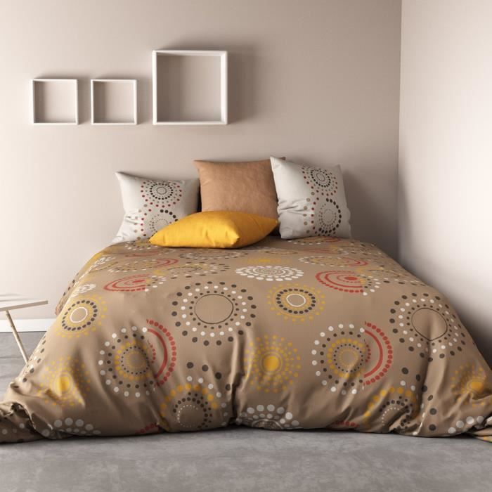 Housse de couette 240x260 taupe - Achat / Vente pas cher