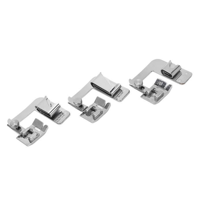 SALALIS Pied à Ourlet Roulé Pour Machine à Coudre 3pcs Pied à Ourlet