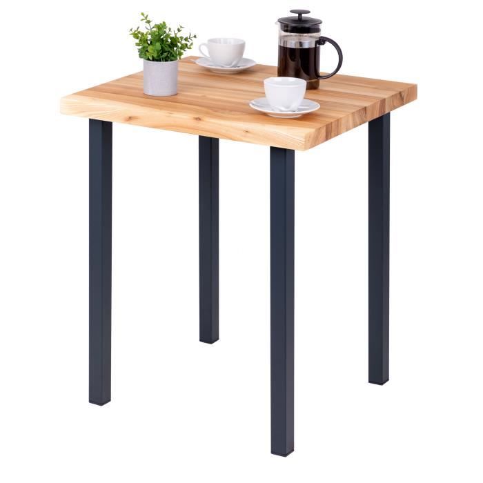 LAMO MANUFAKTUR Table haute de cuisine - mange debout - table de bar - 60x60x76 cm - gris - modèle classic - frêne naturel