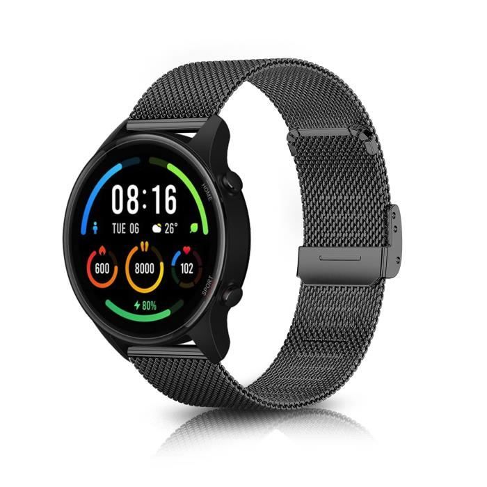 Bracelet Compatible avec Xiaomi Watch S1 /Watch S1 Active/Xiaomi Mi Watch Bracelet en Maille réglable en Acier Inoxydable - Noir