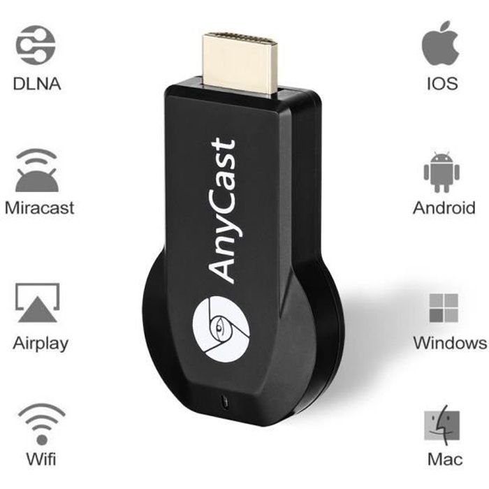 Clé HDMI Sans Fil Pour TV - Adaptateur Miroir D'écran - Compatible Miracast/DLNA/AirPlay - Streaming Depuis Smartphone, Tablette, PC - 5