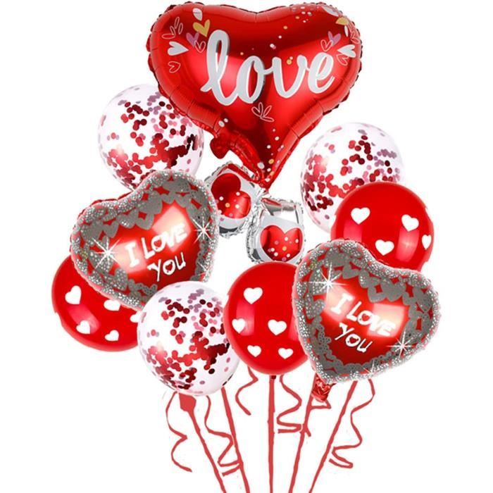 Lot de 10 Rouge & Blanc Cœur Forme Amour Ballons Fête De Mariage St-Valentin Anniversaire