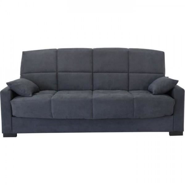 Canapé clic clac 3 places Megan - Tissu gris - Epaisseur 14 cm - 130 x